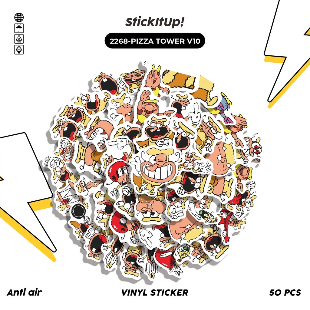 

COD✨ 50 Pcs Stiker Pack PIZZA TOWER V10 Lucu Aesthetic Vynil Waterproof untuk Freebies Sticker Buku Journal Casing HP Laptop