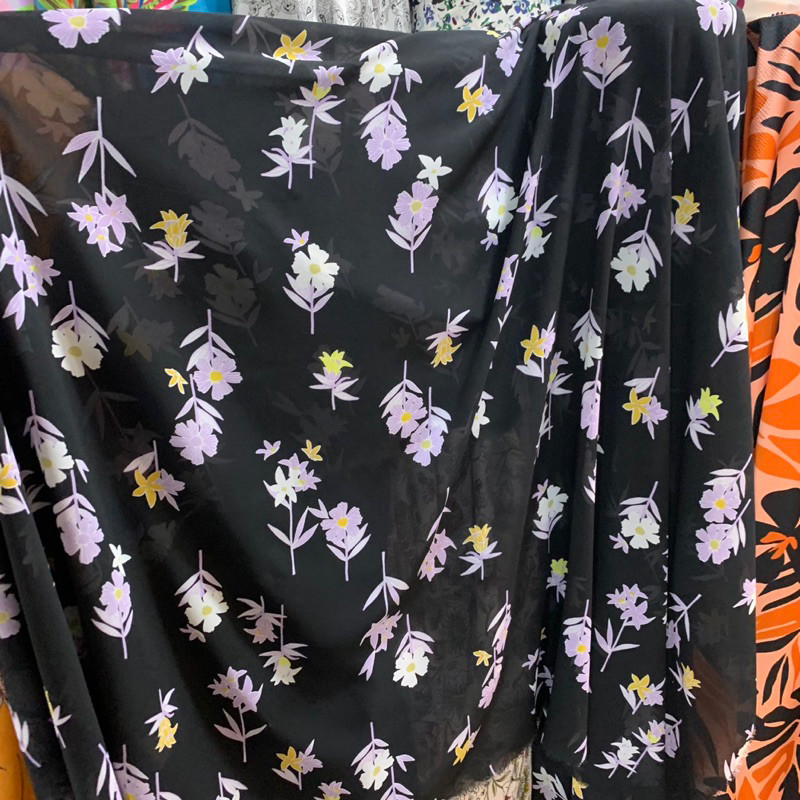 kain - kain motif - kain bahan ceruty babydoll - kain ceruty motif bunga - kain ceruty babydoll kore