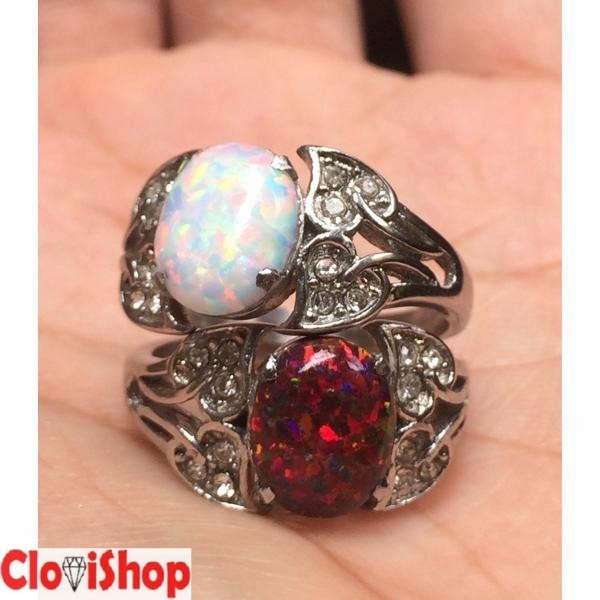 Paket 2 Cincin Titanium Wanita Batu kalimaya HQ
