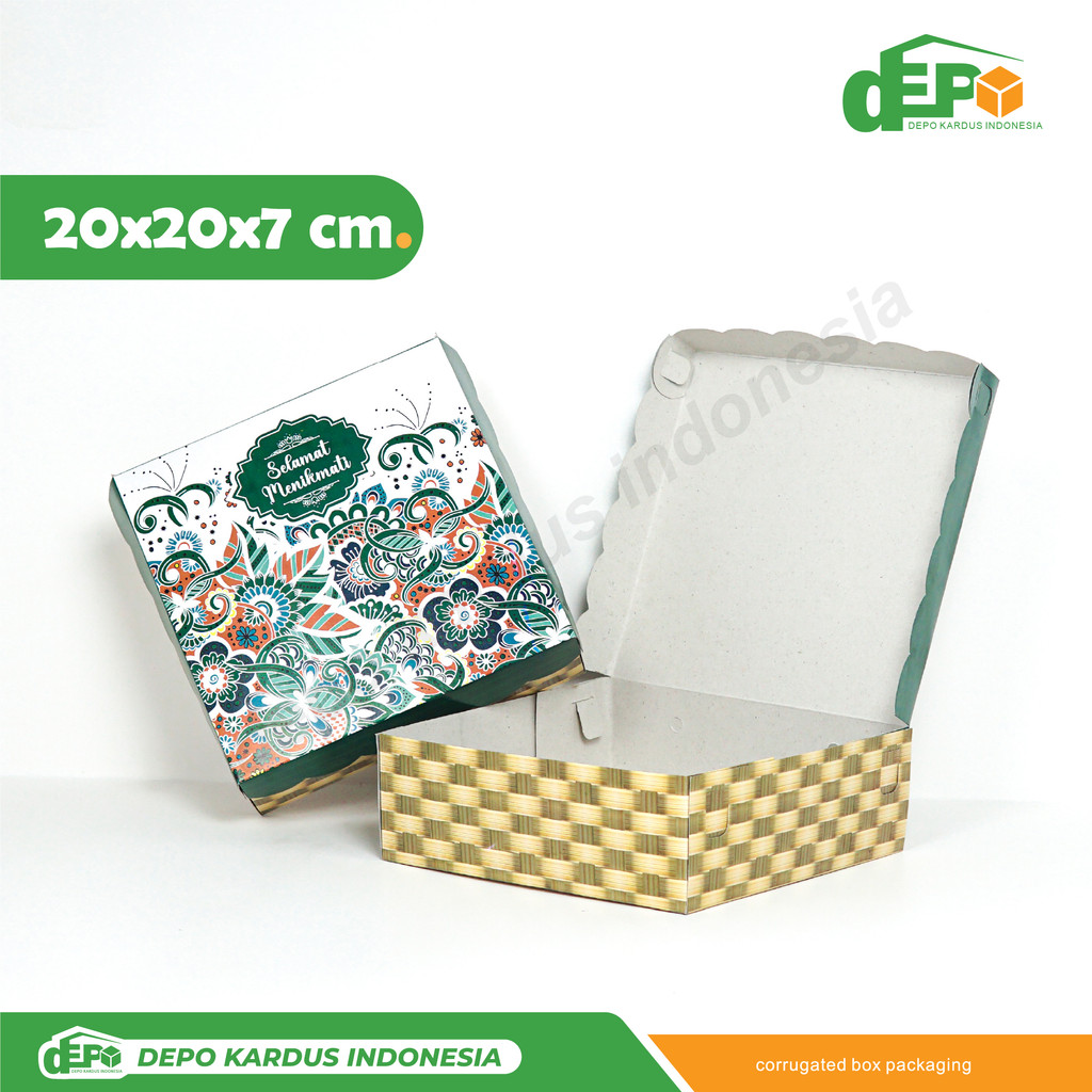 

Box 20x20x7 -R10 (Paket 10 pcs) Kardus/Karton/Duplex/KotakNasi/Berkat/Tinggi7