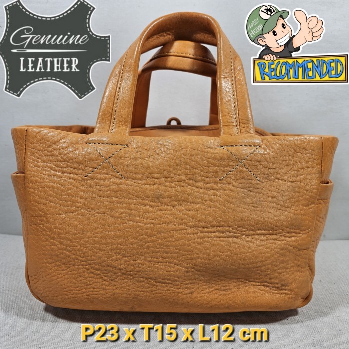 Lanai Transit original japan hand tote bag full genuine leather tas jinjing kulit asli warna orange