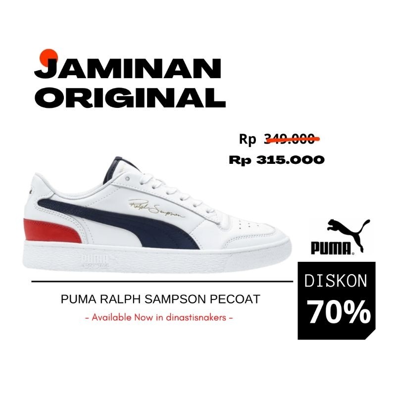 SEPATU PUMA RALPH SAMPSON PECOAT / WHITE NAVY RED ORIGINAL SNEAKERS CASUAL TERBARU