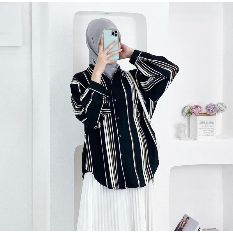 WILLSHA - ZFS KEMEJA OVERSIZE WANITA LUNA / VILDA KEMEJA OVERSIZE POCKET KANTONG / Kemeja Salur moti