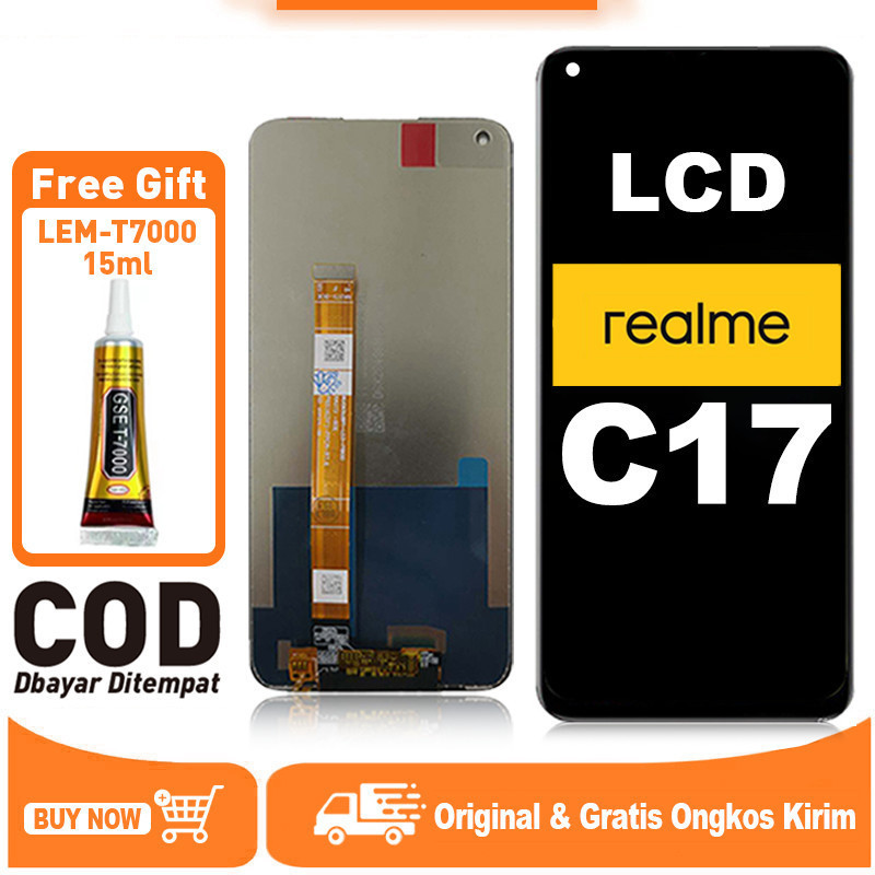 LCD Realme C17 TOUCHSCREEN Kompatibel Untuk Fullset Asli Crown Murah Ori Compatible For Glass Touch 