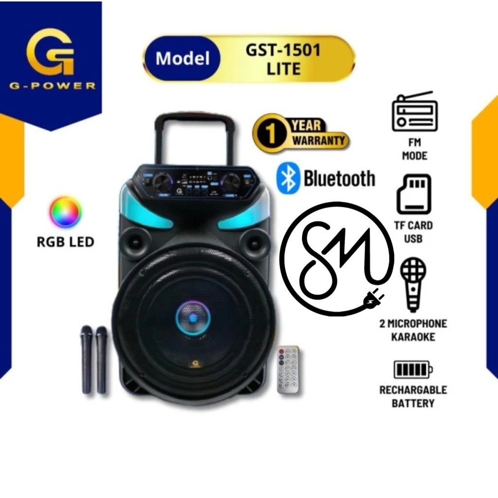 Speaker G-Power GST-1501 Lite 15 inch Portable Bluetooth Karaoke GST1501