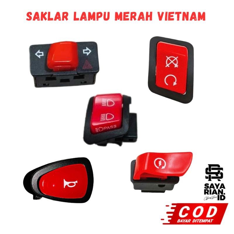 Saklar Lampu Motor 3 Mode Vietnam Pass Beam Dan Sen Hazard Warna Merah