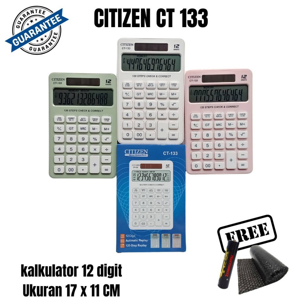 

Kalkulator CT 133 12 Digit Check And Correct Replay Sekolah Kantor Kasir Warna Warni Pastel Milenial