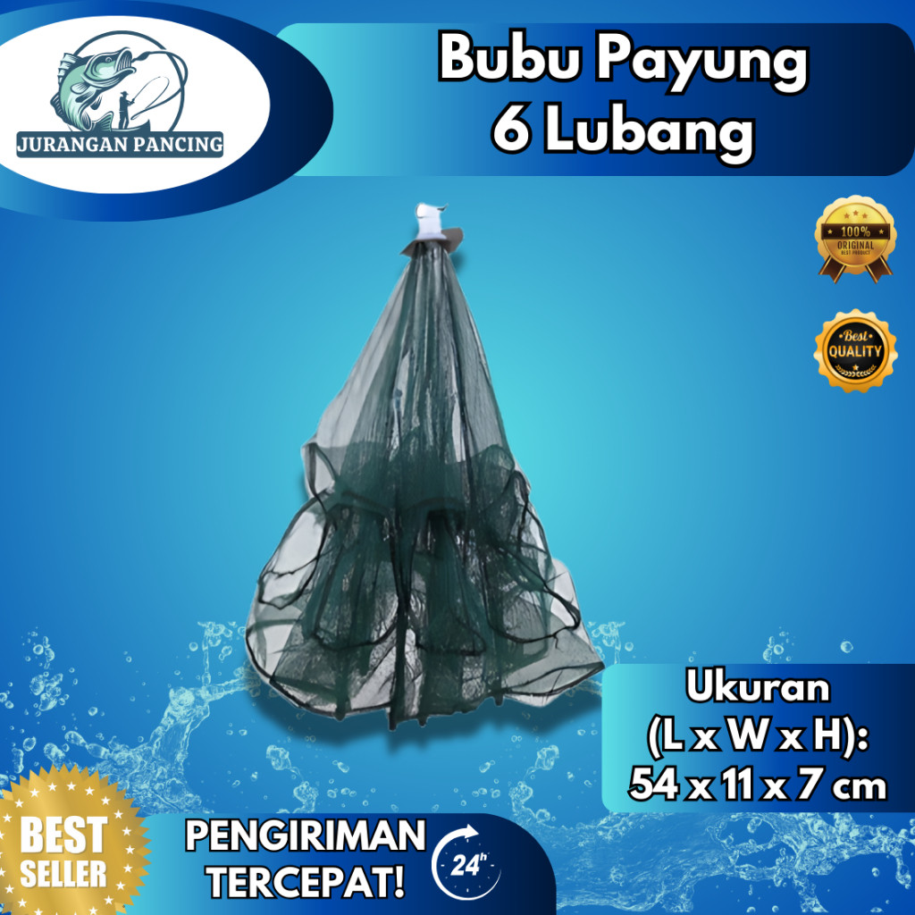 bubu payung 6 lobang / Perangkap 6 Lubang Bubu Jaring Jala Ikan Fishing Net Trap Cage
