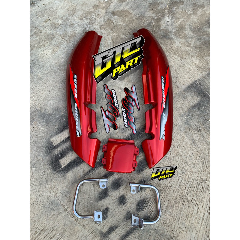 Cover body tiger lama 2000 body tilas warna merah maron set begel tiger lama set stiker tiger lama