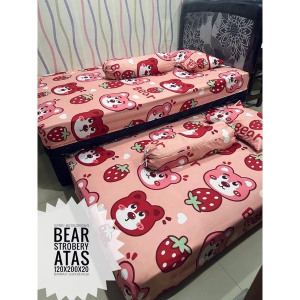 HI87T Sprei Bed Sorong Atas Bawah Non Rumbai/ Seprei 2 In 1 ukuran 120x200 Bahan Katun Disperse Halu