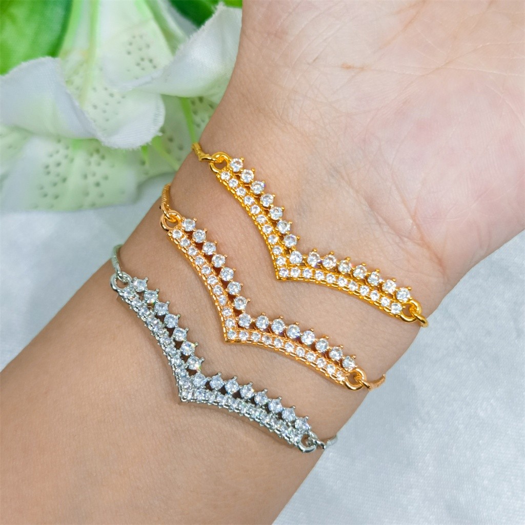 Grosir Terbaru Gelang Bangle Zirkon Bracelet Lapis Emas 24K Gold Serut Xuping Anti Karat Tidak Mudah