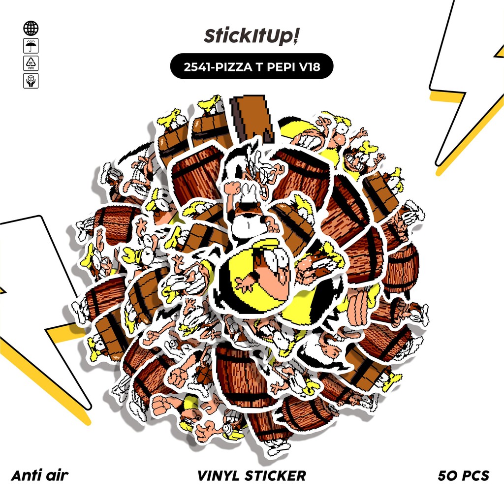

COD✨ 50 Pcs Stiker Pack PIZZA T PEPI V18 Lucu Aesthetic Vynil Waterproof untuk Freebies Sticker Buku Journal Casing HP Laptop