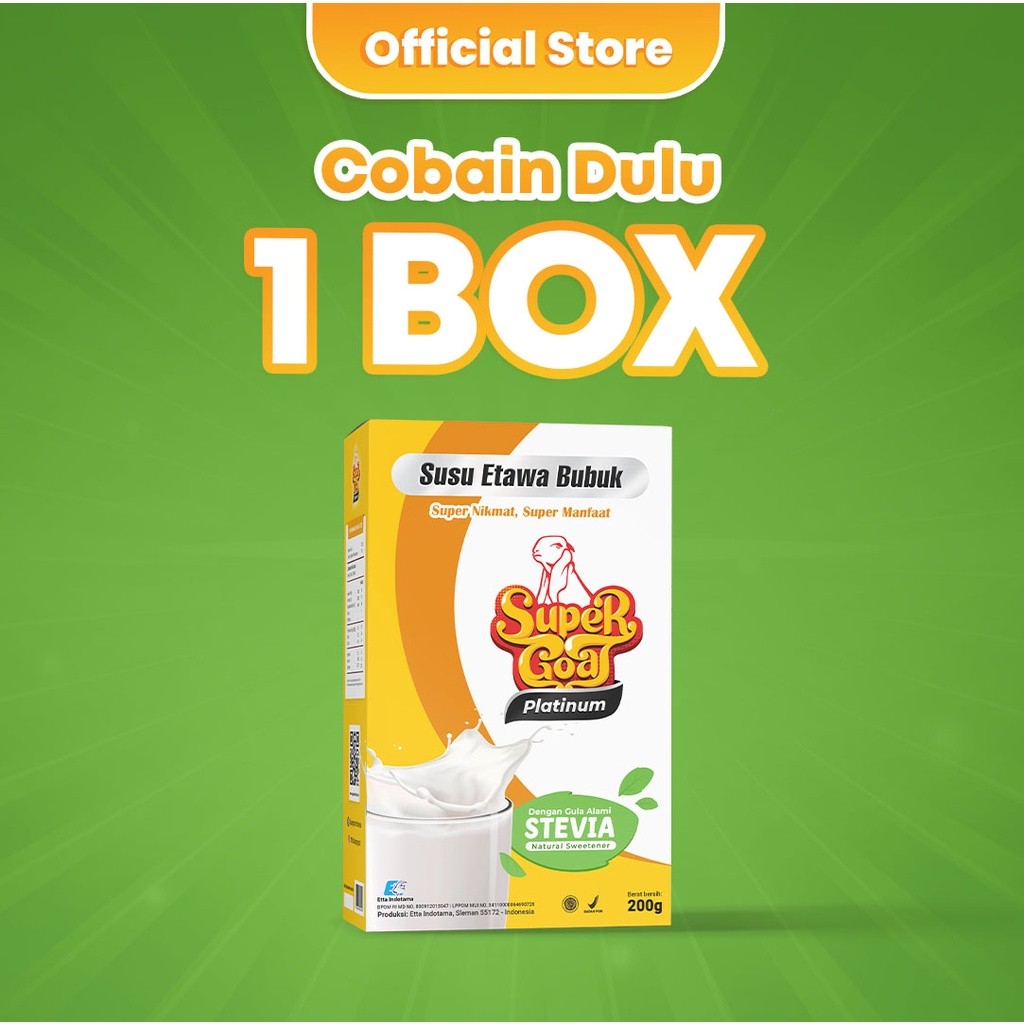 

Supergoat Susu Kambing Etawa Bubuk Platinum Stevia Isi 1 Box Solusi Diabetes