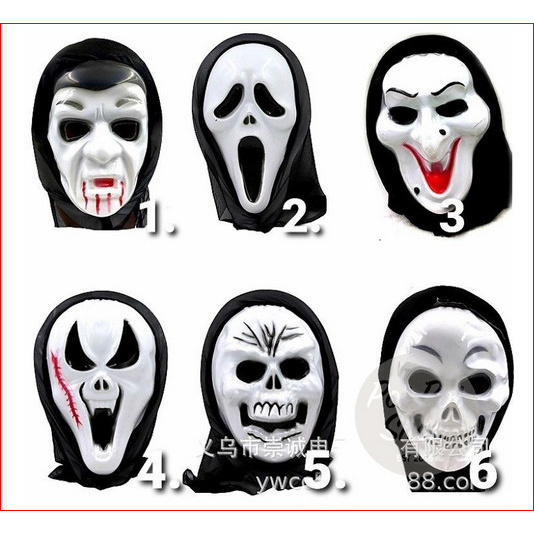 Topeng Hantu PVC Tengkorak Seram Serem Horor Cosplay Jin Halowen Anak - 1