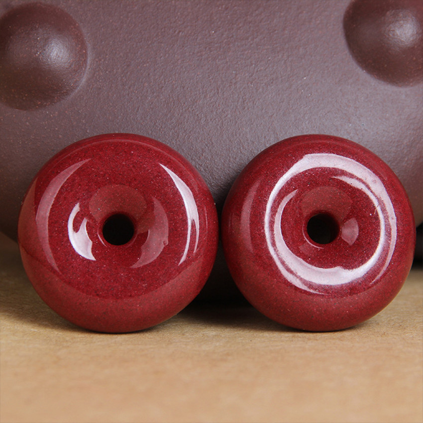 Owl Store - Kalung Tali Batu Giok Chinese Merah Bentuk Donat Pria Wanita Cinnabar Pendant Necklace
