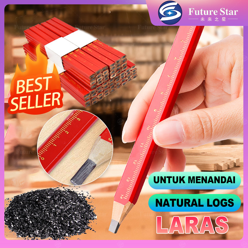 

Pencil Tukang Kayu Bangunan Import Octagonal Red Hard Black Carpenter Pencils Construction For Woodworking Concrete Marking