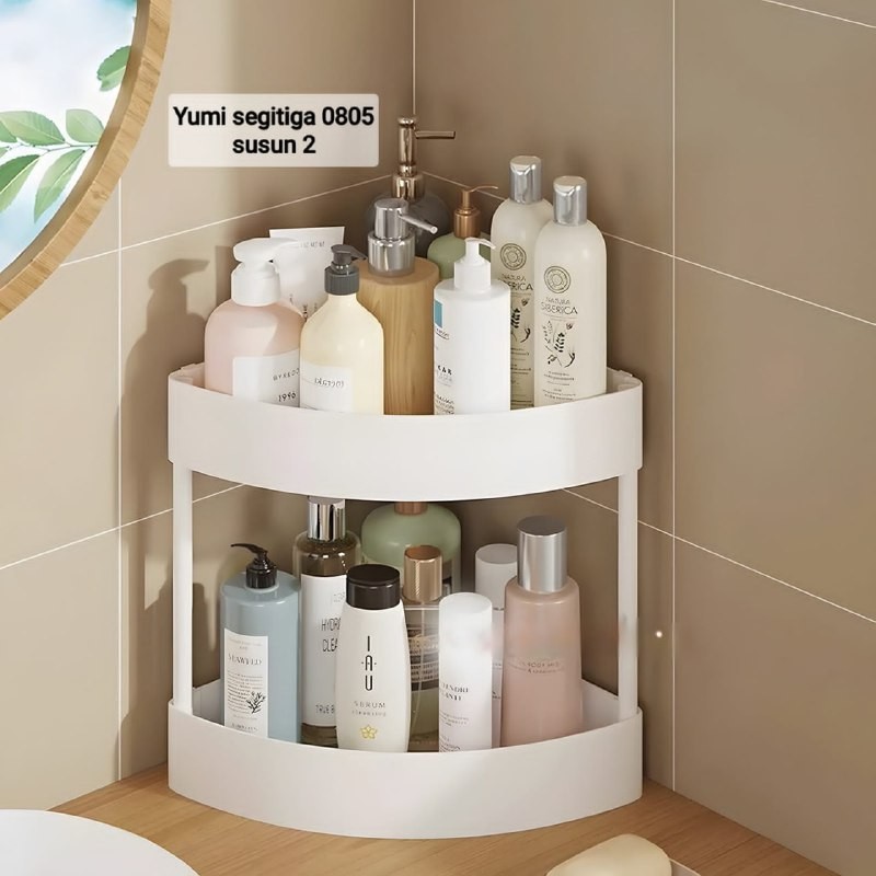(GAS) Rak Yumi segitiga / /Rak dapur/ Rak kosmetik plastik rak susun serbaguna