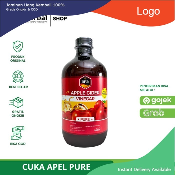 

HERBAL LINK - Cuka Apel Pure With Mother - Apple Cider Vinegar With Mother 500ml