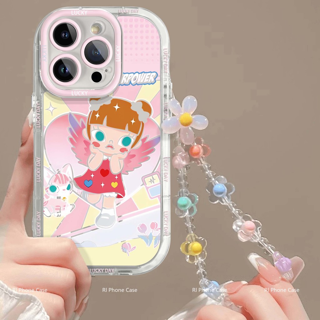 【Casing+liontin】Gadis manis Unik Case iPhone 11 PRO MAX 12 PRO MAX 13 PRO MAX 14 PLUS 14 PRO MAX 15 