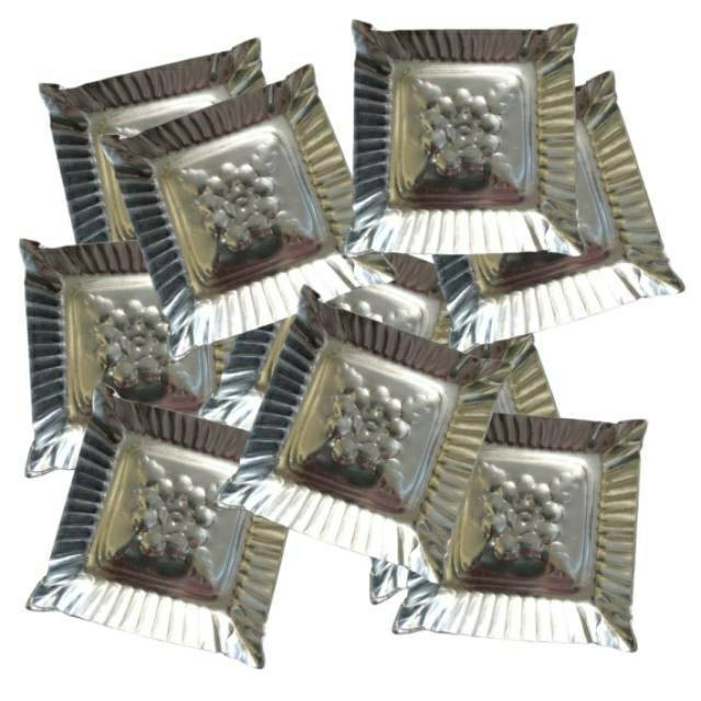 (10 pcs) Piring kertas perak ulang tahun kue,lepek snack/piring kertas