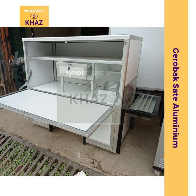 Gerobak Motor Jualan Sate / Etalase Jualan Sate Keliling / Full Aluminium