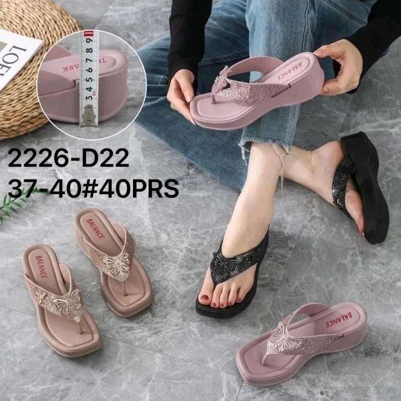 Sandal Wanita Import Balance 2226-D22 JPT Kupu Sandal Import Jelly Sandal Wedges Wanita Sandal Wanit