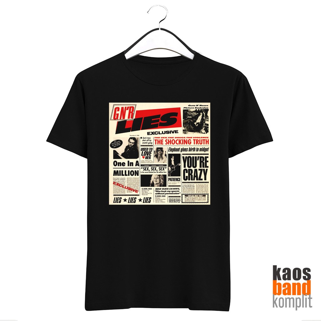 Kaos Band GUNS N ROSES GNR LIES - NEW STATE APPAREL PREMIUM COTTON