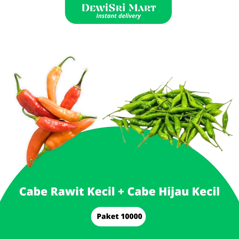 

New Cabe Rawit Kecil + Cabe Hijau Kecil Paket 10000 - Dewi Sri MartPremium