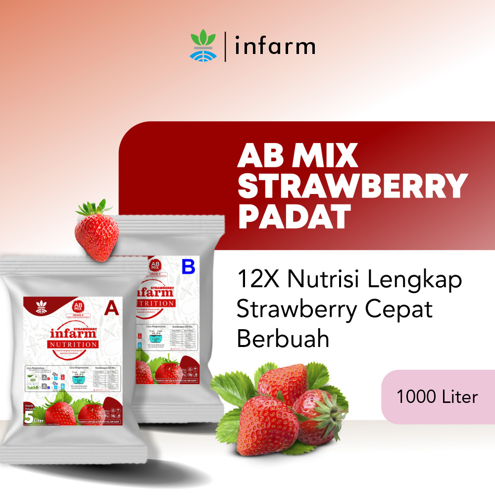 INFARM - Nutrisi Tanaman AB Mix Strawberry 1000 Liter  Pupuk untuk hidroponik dan Tanah, Pupuk Buah 