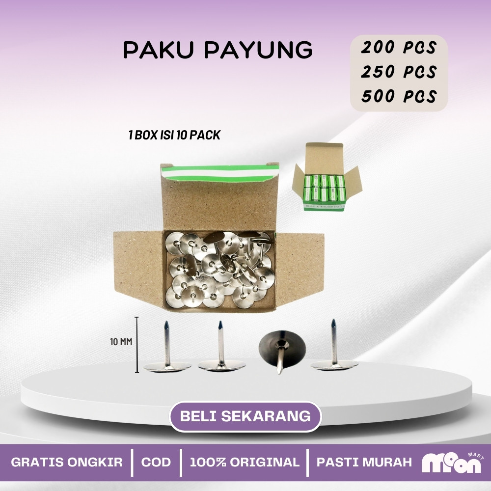 

1 Box isi 10 pak Thumb Tacks / Pines / Paku Payung Bossco A-19~50