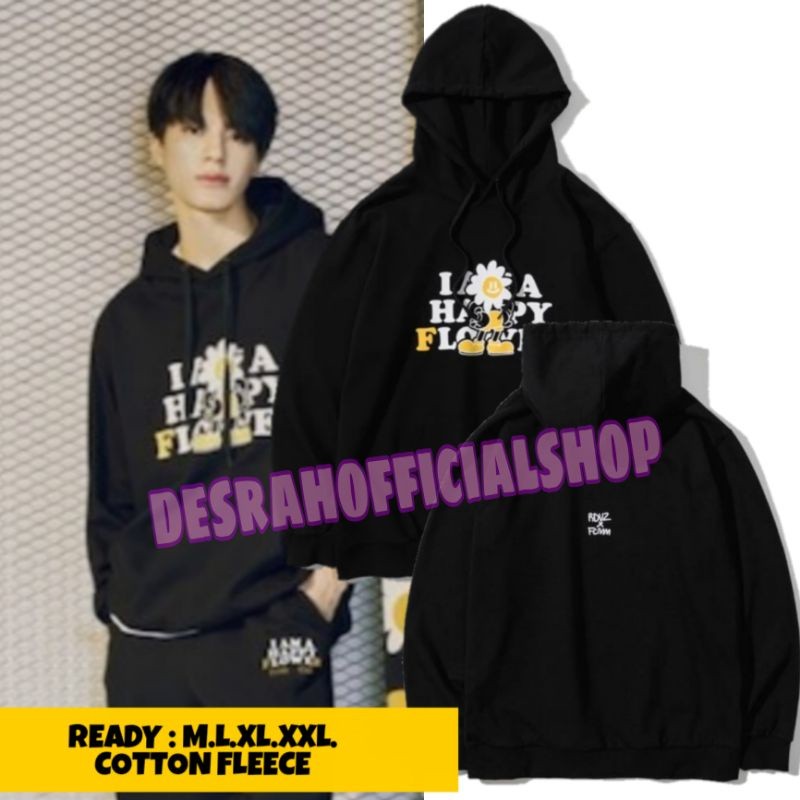 JAKET HOODIE Korean nct127 Jeno outfit I AM A HAPPY FLOWER print