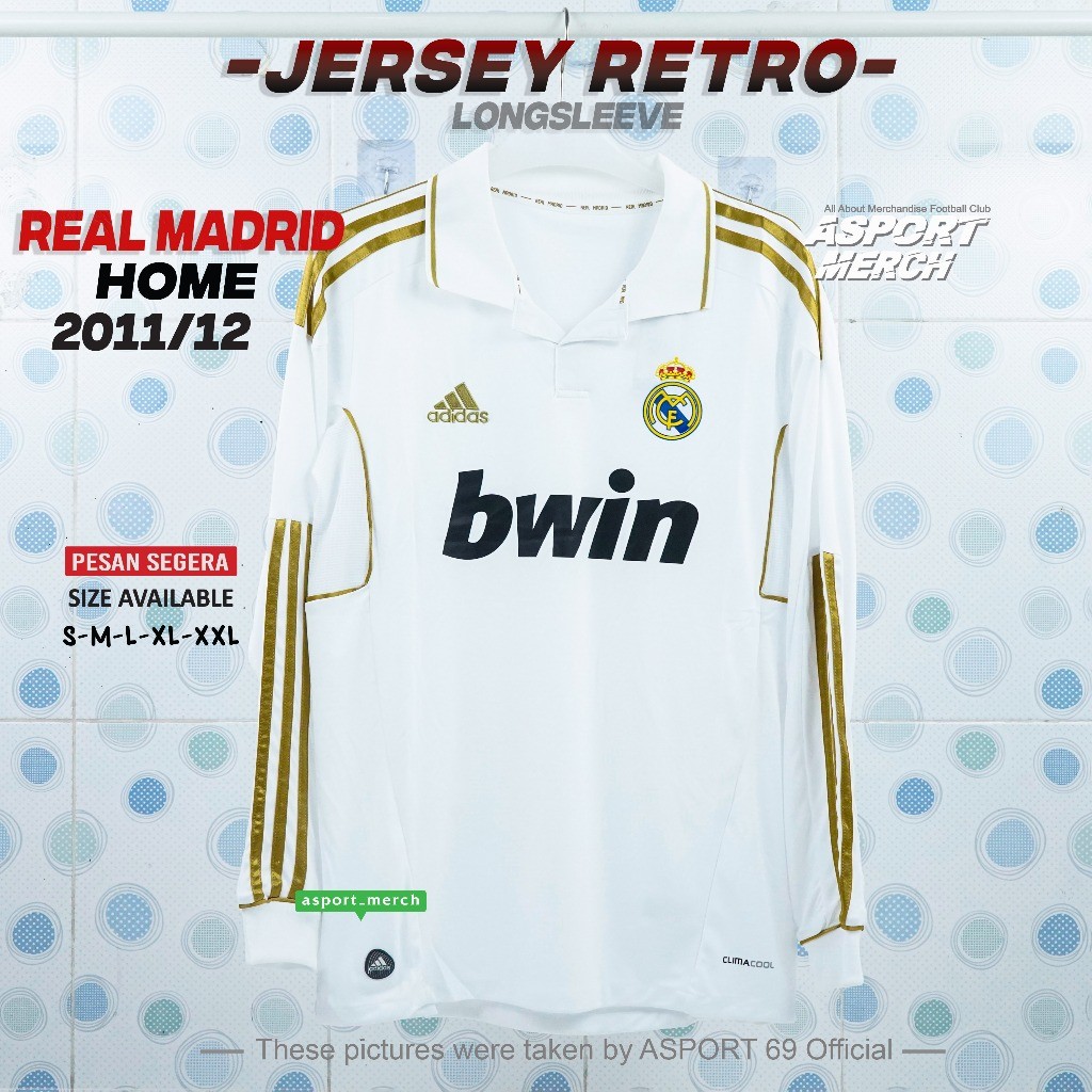 ASPORT RETRO MADRID HOME 2011 2012 LONG SLEEVE JERSi MADRID HOME RETRO 11 12 LENGAN PANJANG