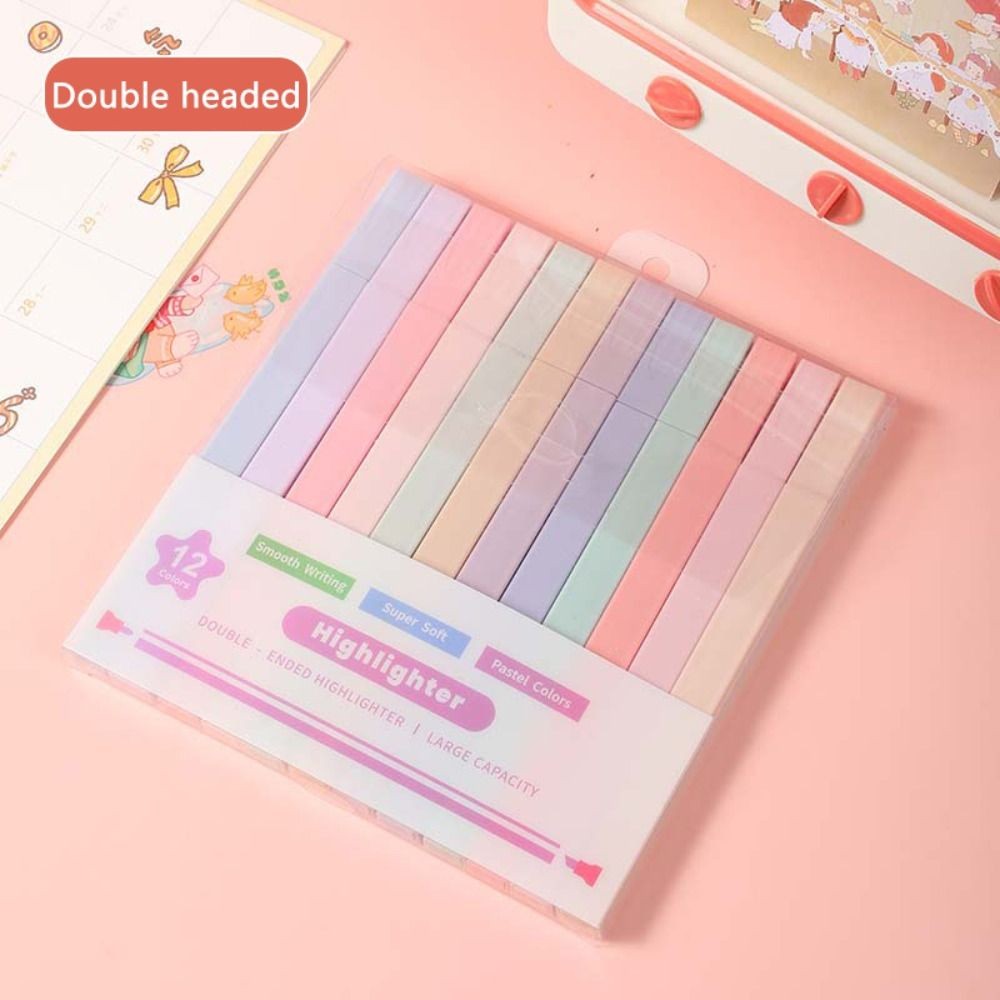 

Single/Double Headed Highlighter Pens New Aesthetic Fluorescent Pastel Highlighters Stationary Supplies Colored Markers Pens