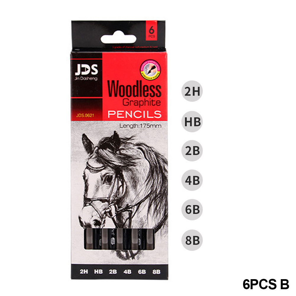 

3/6Pcs Professional Pure Carbon Sketch Pens Hard/Medium/Soft Woodless Charcoal Pencil Set Drawing Tool Art Painting Supplies