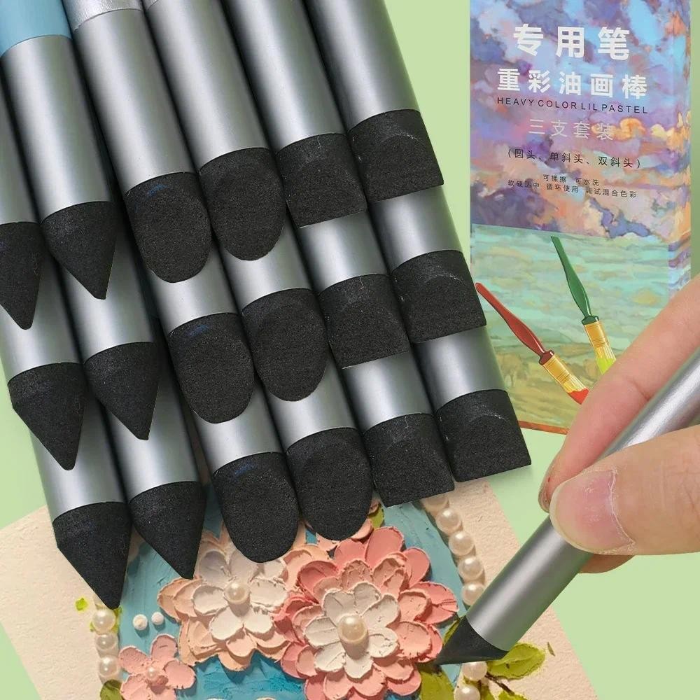 

3PCS/Set Blending Sponge Pen Pastel Blending Tool for Oil Painting Washable Sketch Rubbing Brush Reusable Drawing Art Blenders