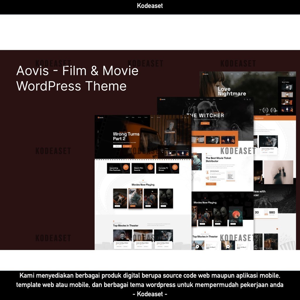 WORDPRESS THEME BOOKING MOVIE FILM TICKETS - AOVIS   D5825 TEMA TEMPLATE WEB BY KODEASET LISENSI ORI