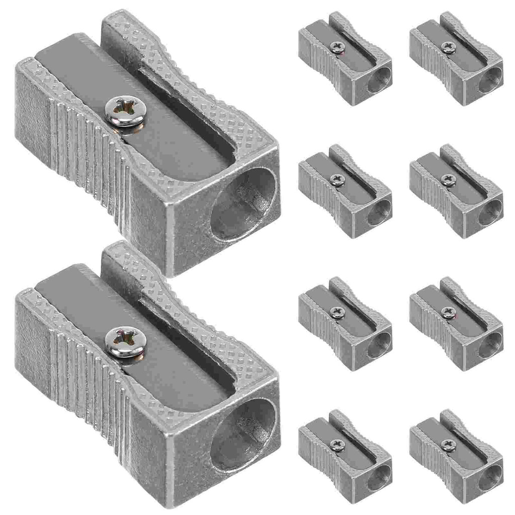 

10 Pcs Metal Manual Sharpener High Grade Steel Aluminium Alloy Body Compact Rectangle Design Portable Pencil Sharpening