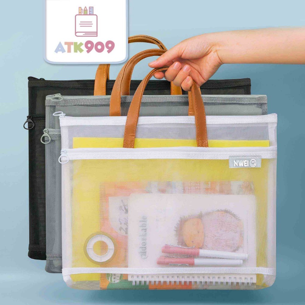 

ATK909 SINSA Map Jaring Tas Folder Tas Les Serbaguna File Holder Map Dokumen A4 Resleting EleganCO