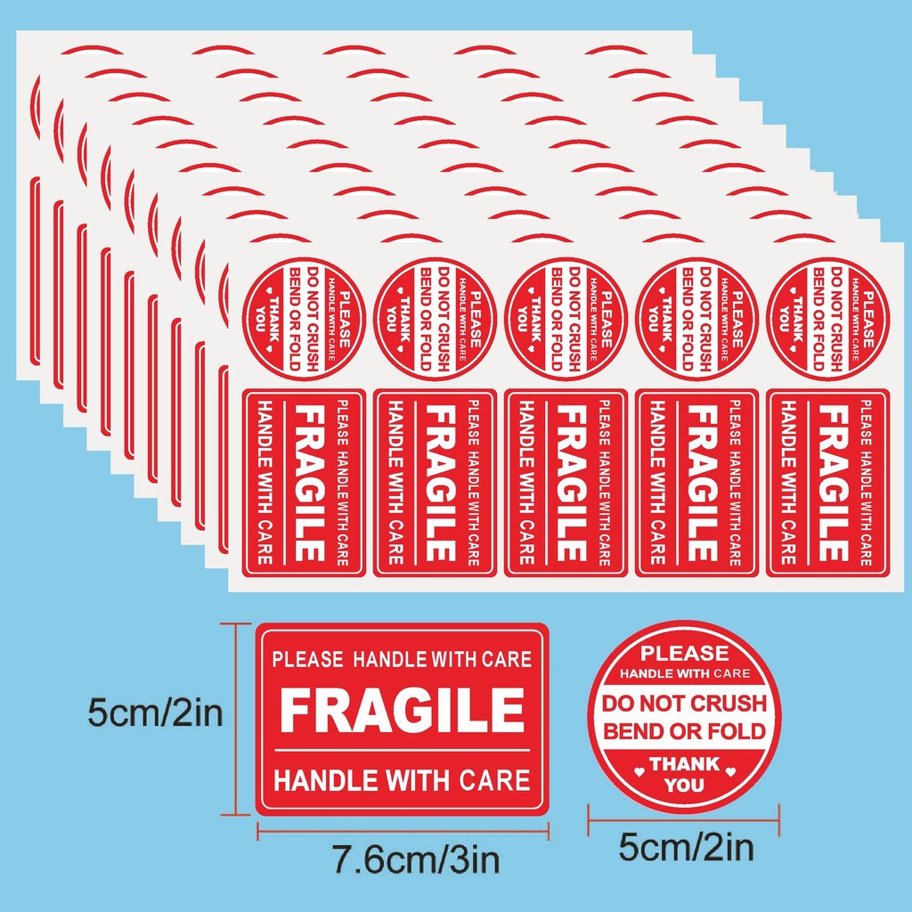 

10pcs Fragile Stickers for Shipping Red Self-adhesive Sticker Not Fell Off Label Shipping Mailin Attention Notice Creative Label