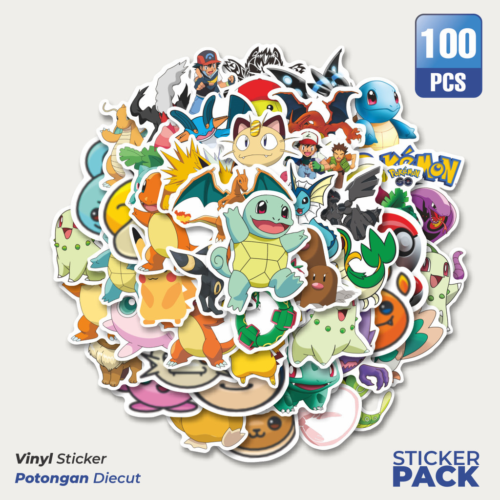

Stiker Vinyl Sticker Kartun Pokemon Sticker Waterproof Aesthetic- Untuk Laptop, Motor, dan Helm - Paper Stationery Pack