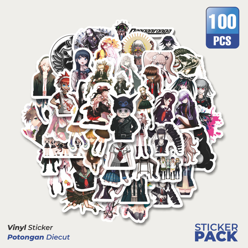 

100 PCS STIKER Anime Game Danganronpa Waterproof Aesthetic- Untuk Laptop, Motor, dan Helm - Paper Stationery Pack