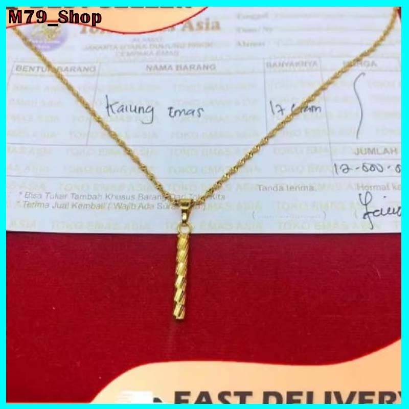 kalung melintir dewasa emas asli 24k kadar 18,9 anti karat ada surat dapat dompet perhiasan bisa COD