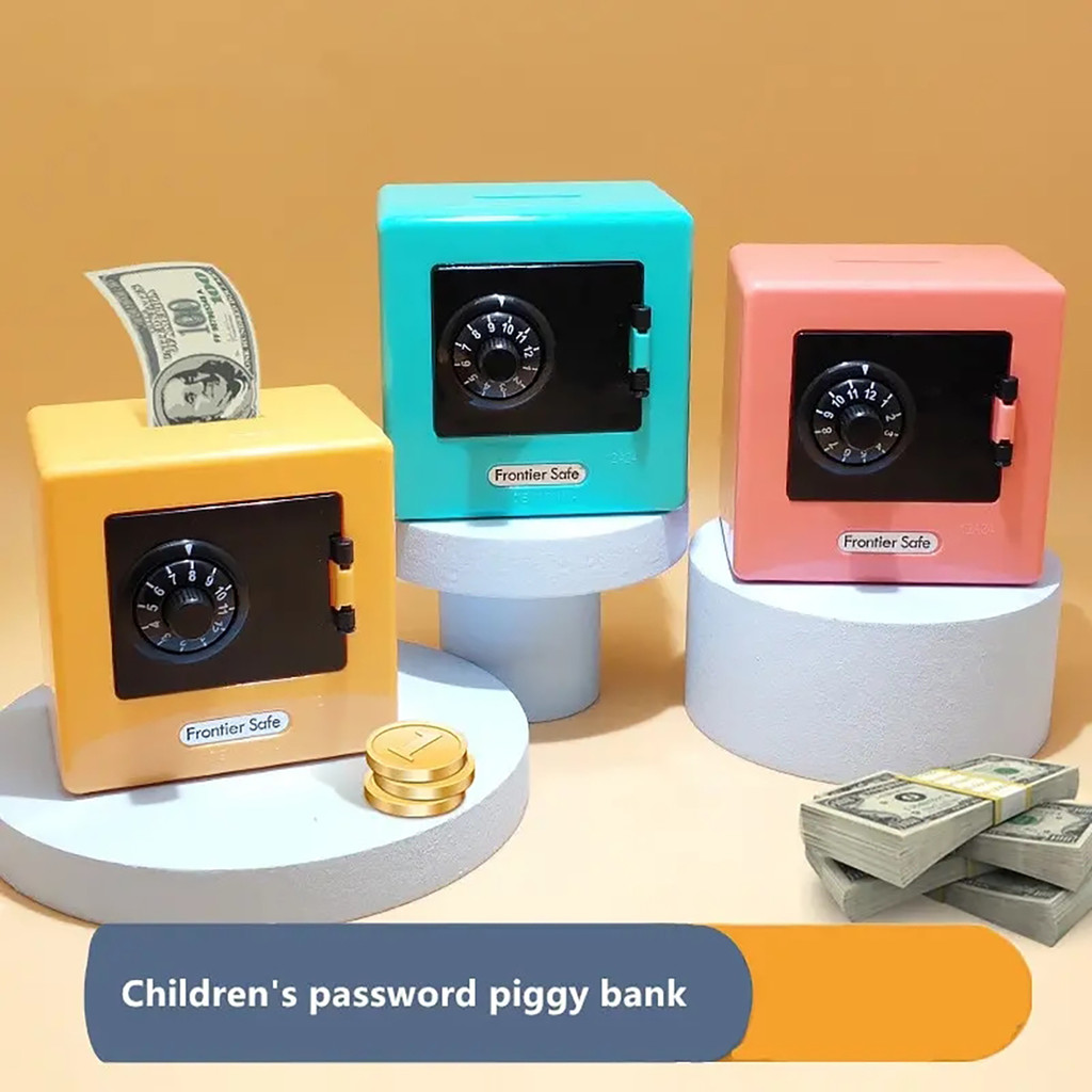 

1pc Mini Atm Rotating Password Coin Bank Cash Storage Box Piggy Bank Automatic Deposit Banknote Coin Saving Birthday Gift