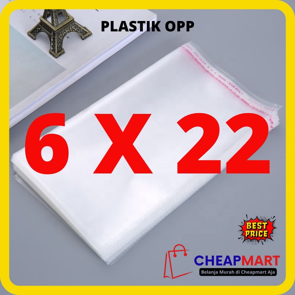 

6 X 22 Opp Lem plastik kaca kemasan (isi 100 lembar) Tebal 02