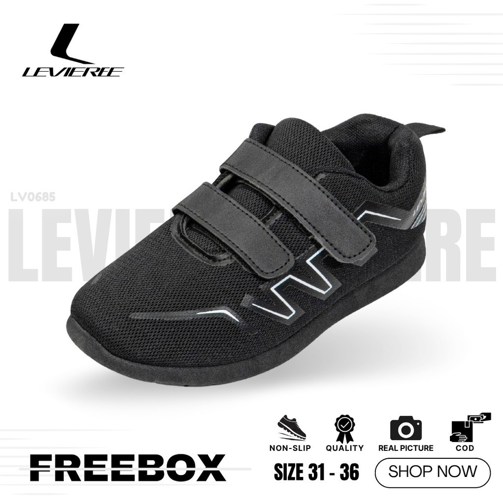 NEROSHOP LVR SIZE 21-36 Sepatu Sneakers Anak Sepatu Sekolah Anak Sepatu Hitam Anak LV0686