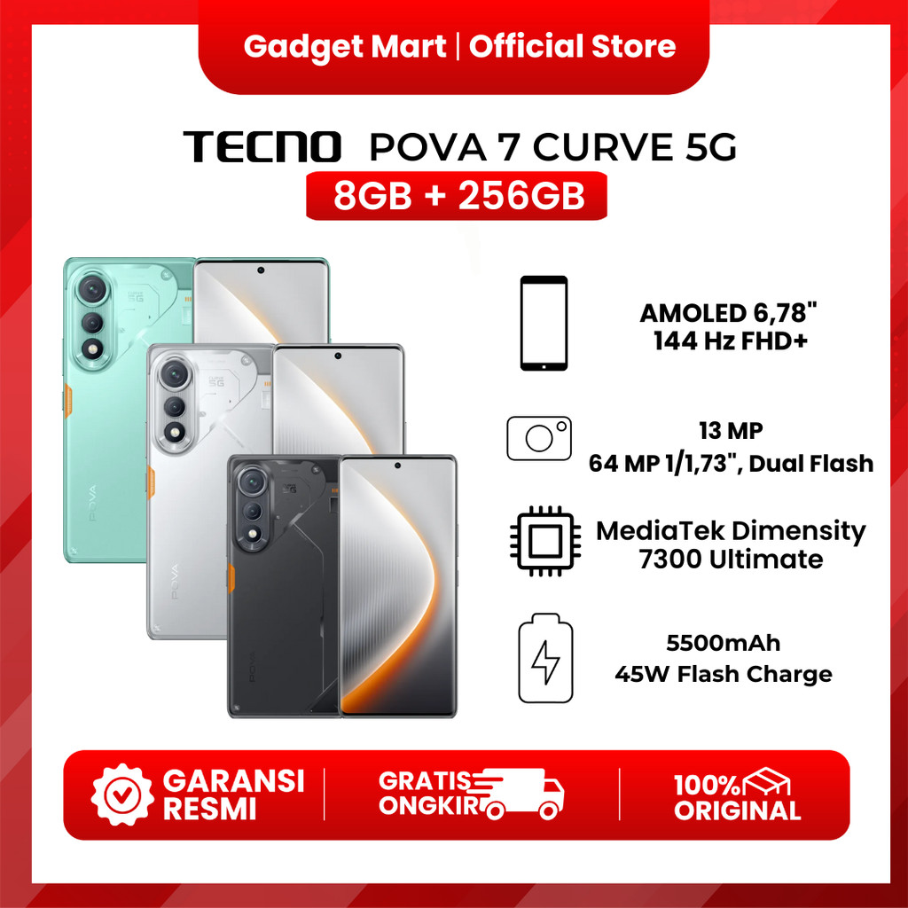 TECNO POVA 7 CURVE 5G - Garansi Resmi