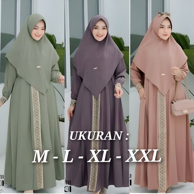 saleGamis Syari Kanaya Set Khimar Wanita Dewasa Jumbo Busui Terbaruterlaris