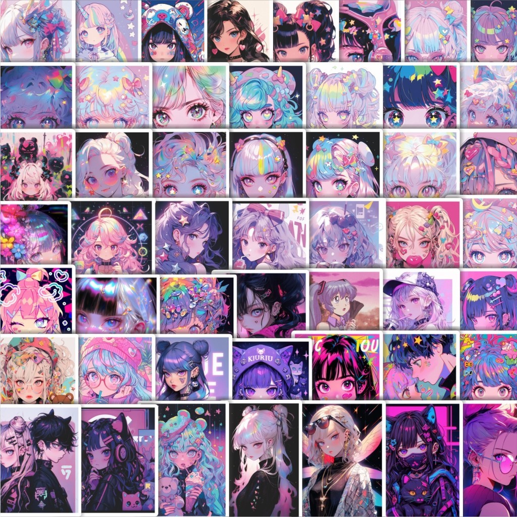 

Stiker Cutting Pack Stiker Poster Anime Purple/ Ungu Isi 100Pcs Series Aesthetic Lucu Keren Untuk Koper Bahan Vynil