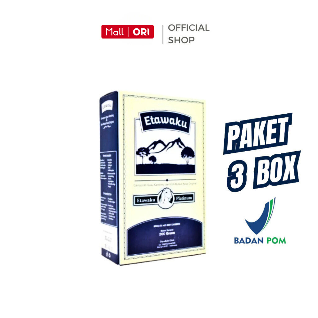 

PAKET 3 BOX ETAWAKU Platinum Susu Kambing Etawa Bubuk Murni Isi 200 Gram Original Bpom