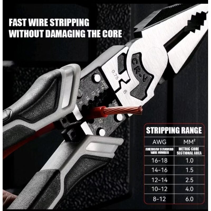 

Tang Kombinasi 9 Inch Tang Pemotong Kawat Multifungsi CRV Wire Cutter